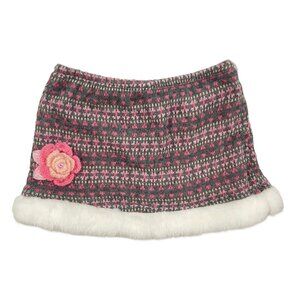Vintage Girls Skort New Old Stock Faux Fur Flower Skirt Shorts Gray Pink Size 6